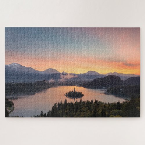 Sunrise over Lake Bled Jigsaw Puzzle