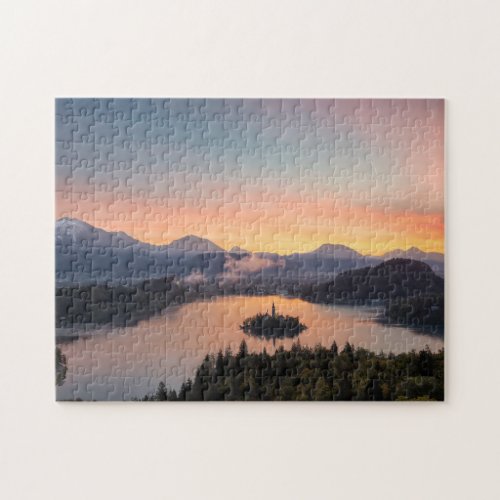 Sunrise over Lake Bled jigsaw puzzle
