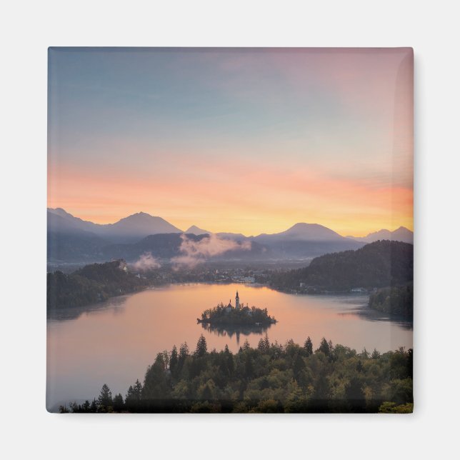 Sunrise over Lake Bled magnet (Front)