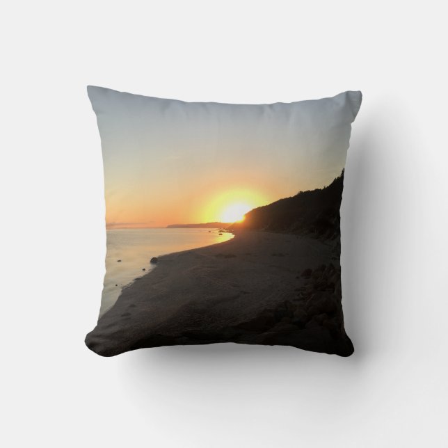 Sunrise Over Long Island Sound Throw Pillow (Front)