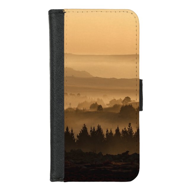 Sunrise Over Misty Rolling Hills Landscape iPhone Wallet Case (Front)