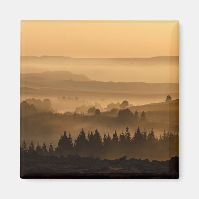 Sunrise Over Misty Rolling Hills Landscape Magnet (Front)