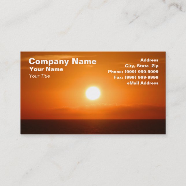 Sunrise Over Ocean Water Business Card (Front)