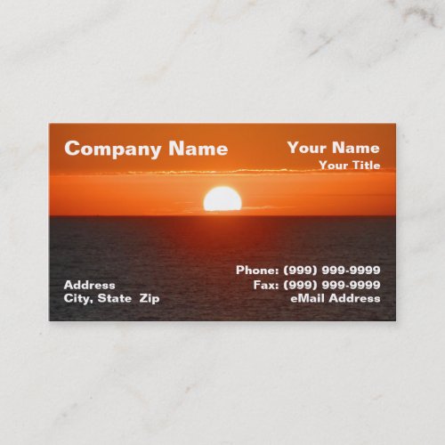 Sunrise Over Ocean Water Business Card Template