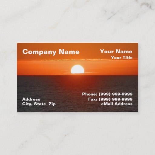 Customizable Sunrise Over Ocean Water Business Card Template