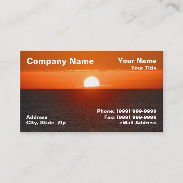 Sunrise Over Ocean Water Business Card (Front)