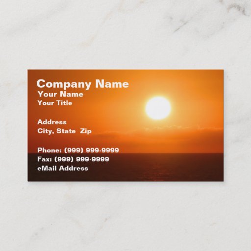 Customizable Sunrise Over Ocean Water Business Card