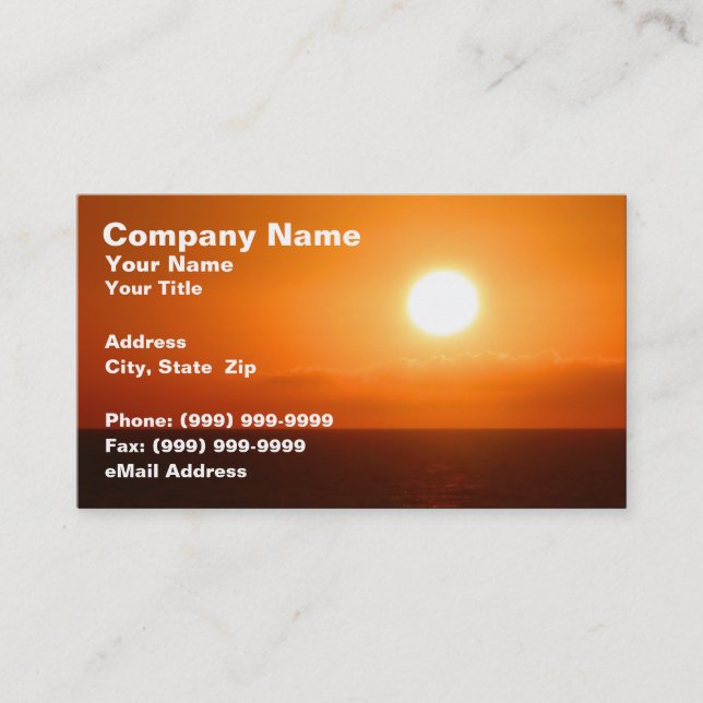 Sunrise Over Ocean Water Business Card (Front)
