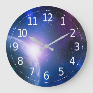 Sunrise Over Planet Earth Outer Space Artwork Large Clock