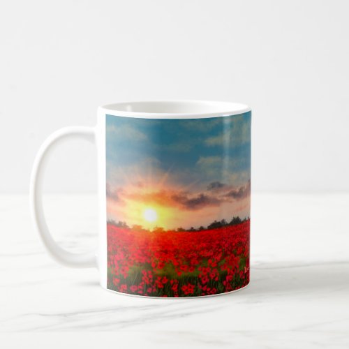 Sunrise over Poppy Field Uplifting Verse JW Coffee Mug