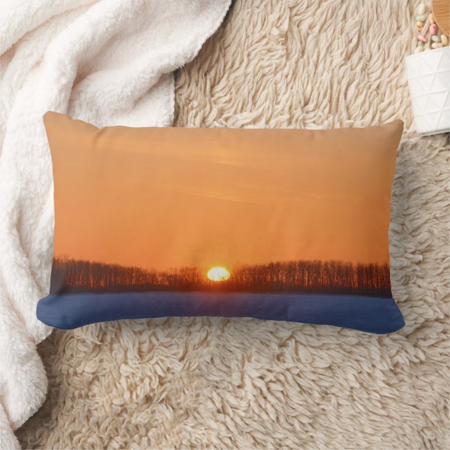 Sunrise Over Prairie | Manitoba, Canada Lumbar Pillow (Blanket)