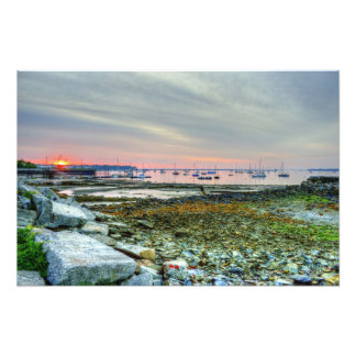 sunrise over rockland harbor photo print