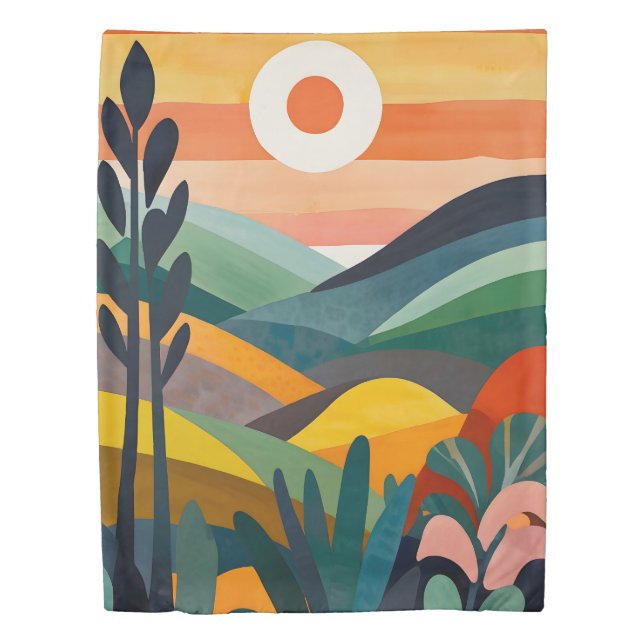 Sunrise Over Rolling Hills Duvet Cover (Front)