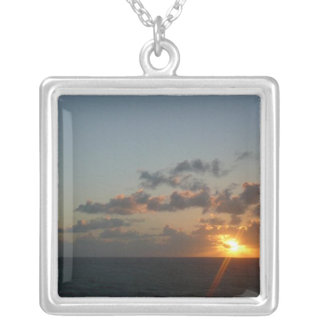 Sunrise over San Juan I Puerto Rico Silver Plated Necklace (Front)