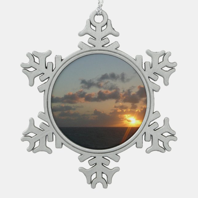 Sunrise over San Juan I Puerto Rico Snowflake Pewter Christmas Ornament (Front)