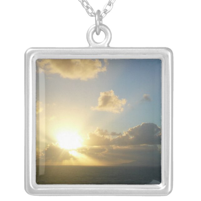 Sunrise over San Juan II Puerto Rico Silver Plated Necklace (Front)