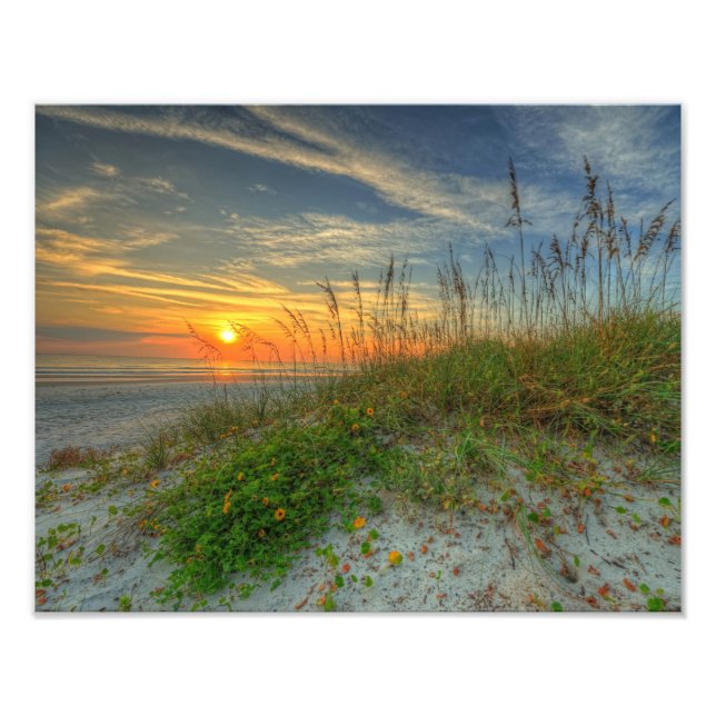 Sunrise Over Sand Dunes in Daytona Beach, FL Photo Print (Front)