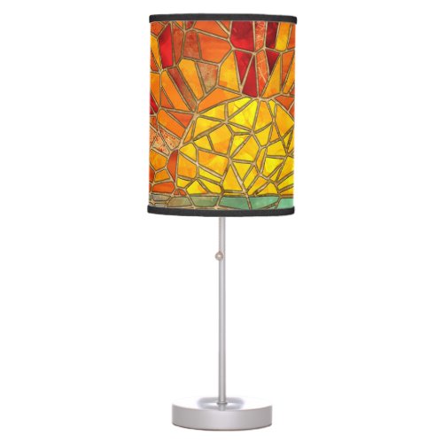 Sunrise over sea mosaic art table lamp