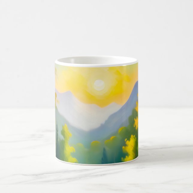 Sunrise over snow covered mountains and lake coffee mug (Center)