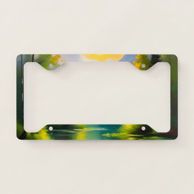 Sunrise over snow covered mountains and lake license plate frame (Front)