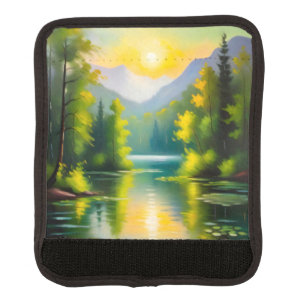 Sunrise over snow covered mountains and lake luggage handle wrap