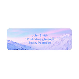 Sunrise over Snowy Mountains Label