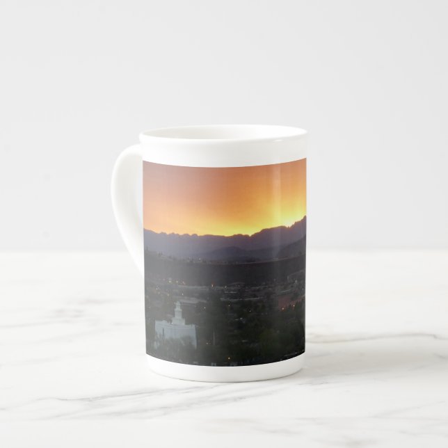 Sunrise over St. George Utah Landscape Bone China Mug (Front Left)