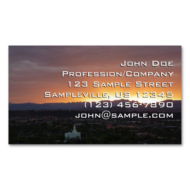 Sunrise over St. George Utah Landscape Business Card Magnet (Front)