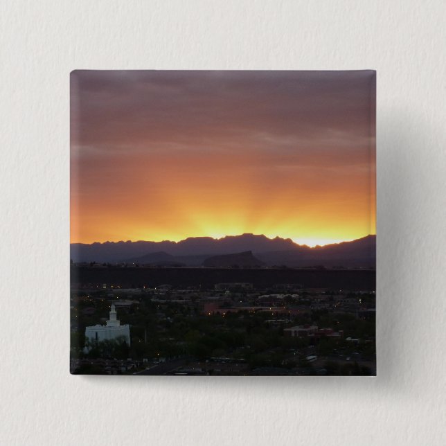 Sunrise over St. George Utah Landscape Button (Front)