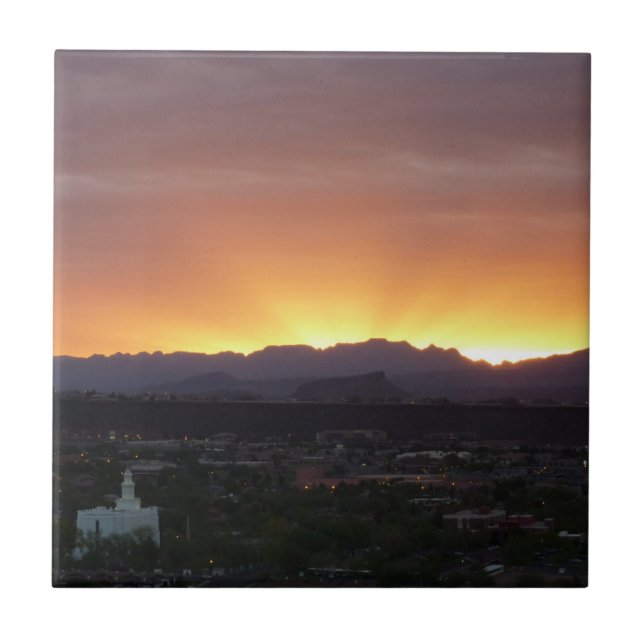 Sunrise over St. George Utah Landscape Ceramic Tile (Front)