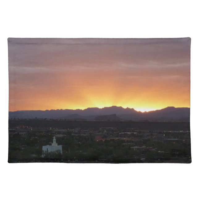 Sunrise over St. George Utah Landscape Cloth Placemat (Front)