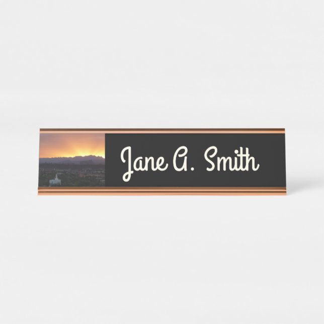 Sunrise over St. George Utah Landscape Desk Name Plate (Front)