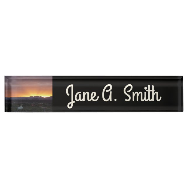 Sunrise over St. George Utah Landscape Desk Name Plate (Front)