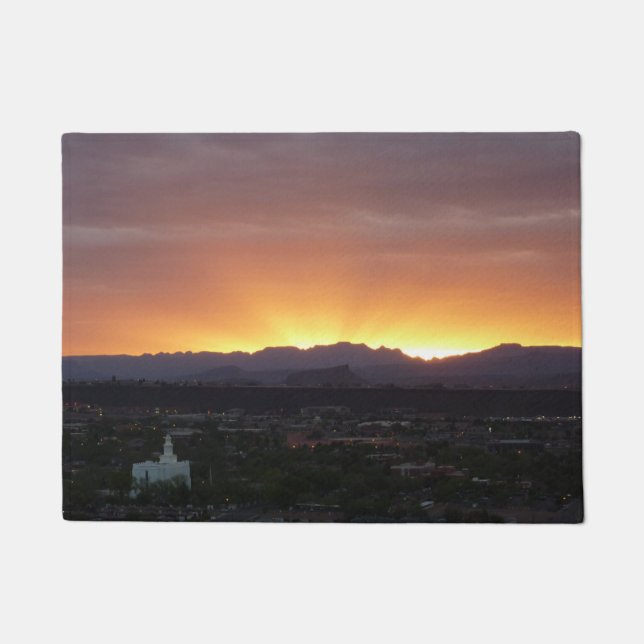 Sunrise over St. George Utah Landscape Doormat (Front)