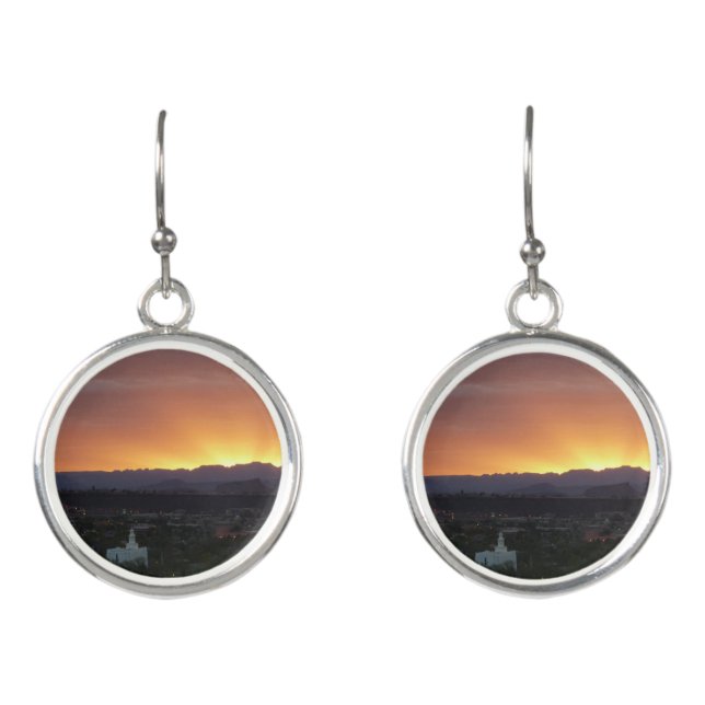 Sunrise over St. George Utah Landscape Earrings (Front)