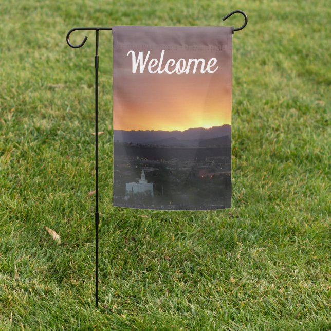 Sunrise over St. George Utah Landscape Garden Flag (In SItu)