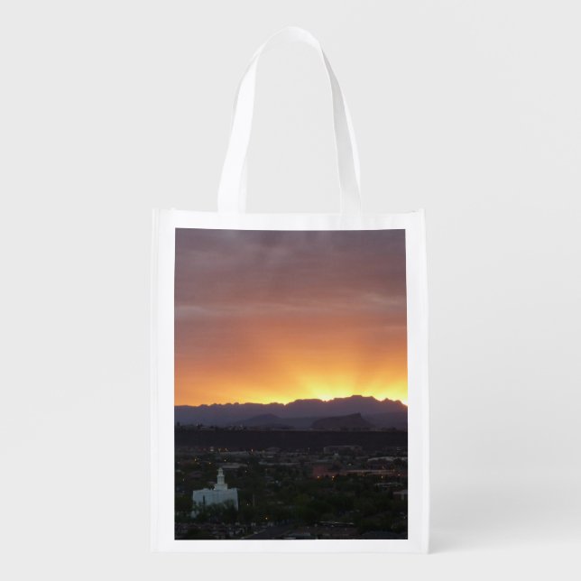 Sunrise over St. George Utah Landscape Grocery Bag (Front)