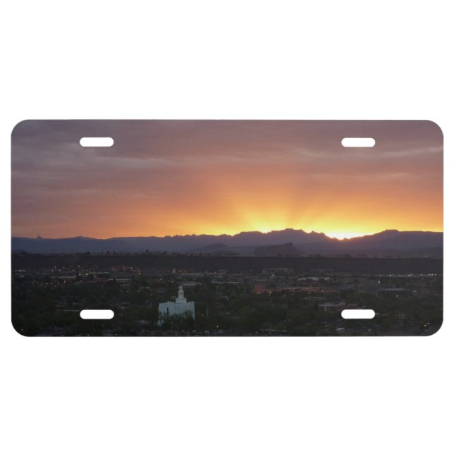 Sunrise over St. George Utah Landscape License Plate (Front)