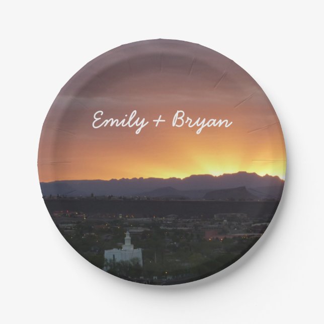 Sunrise over St. George Utah Landscape Paper Plates (Front)