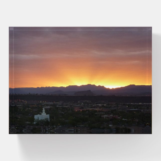 Sunrise over St. George Utah Landscape Paperweight (Front)
