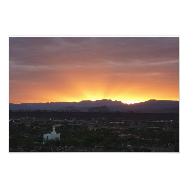 Sunrise over St. George Utah Landscape Photo Print (Front)