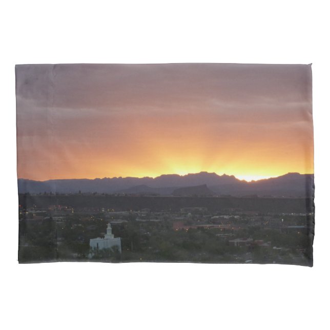 Sunrise over St. George Utah Landscape Pillow Case (Front)