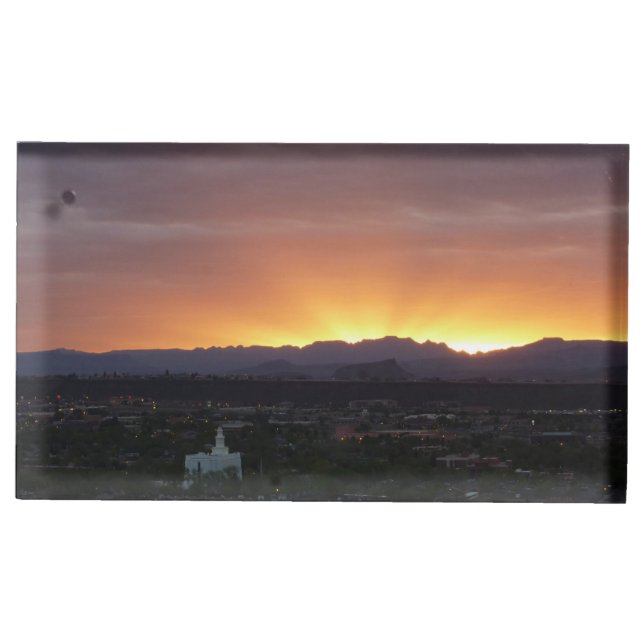 Sunrise over St. George Utah Landscape Place Card Holder (Front)