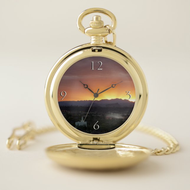 Sunrise over St. George Utah Landscape Pocket Watch (Inside)