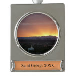 Sunrise over St. George Utah Landscape Silver Plated Banner Ornament