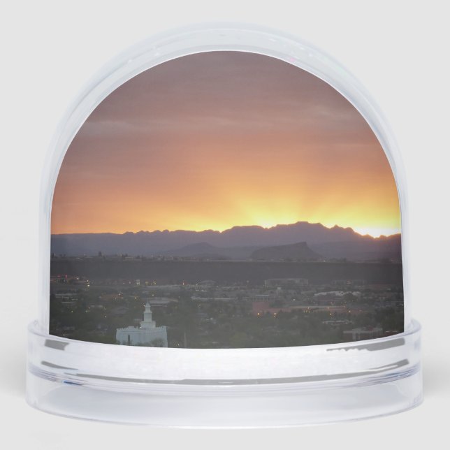 Sunrise over St. George Utah Landscape Snow Globe (Front)