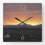 Sunrise over St. George Utah Landscape Square Wall Clock