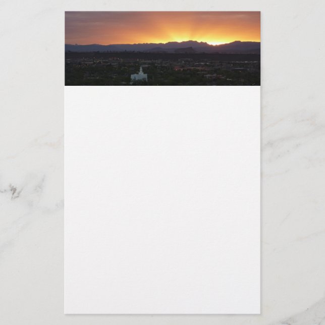 Sunrise over St. George Utah Landscape Stationery (Front)