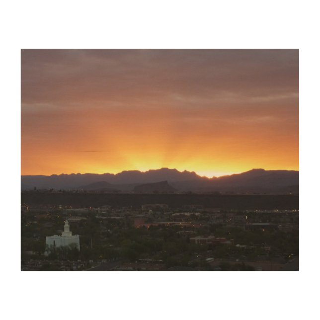 Sunrise over St. George Utah Landscape Wood Wall Art (Front)