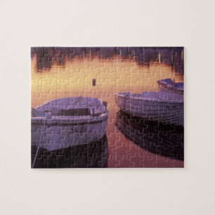 Sunrise over Stari Grad harbor with fishing Jigsaw Puzzle